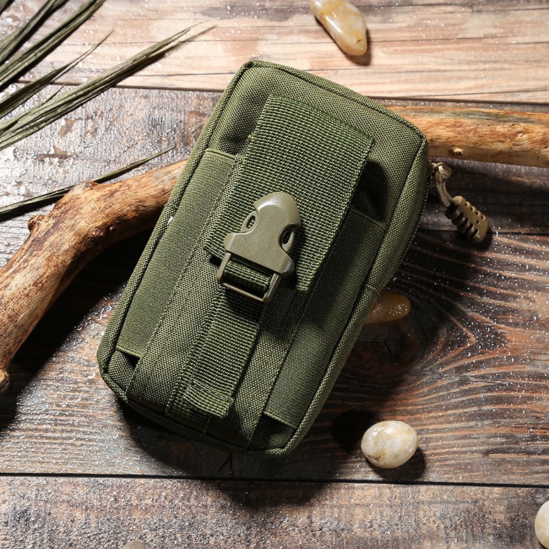 Cross-Border Vertical Canvas Mobile Phone Bag, Sports Waist Bag, Multi-Functional Tactical Bag, Camouflage Belt-Worn Waist Bag, Coin Purse