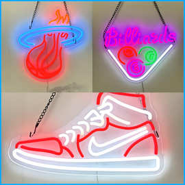 LED篮球霓虹灯定制挂墙球场氛围灯运动鞋造型灯桌球室装饰灯跨界