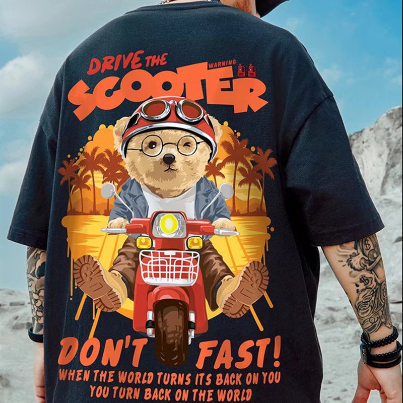 Plus Size Oversized Men's Short-Sleeve T-Shirt 2025 Trendy Brand Biker Bear Chubby Loose Plus-Size Men's Summer Casual Shirt Plus Size Oversized Men's Short-Sleeve T-Shirt 2025 Trendy Brand Biker Bear Chubby Loose Plus-Size Men's Summer Casual Shirt