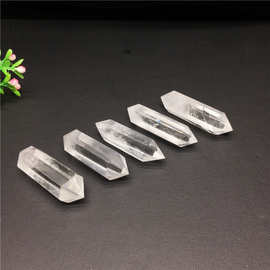 天然白水晶双尖水晶柱摆件白水晶原石打磨双尖六棱柱家居桌面装饰