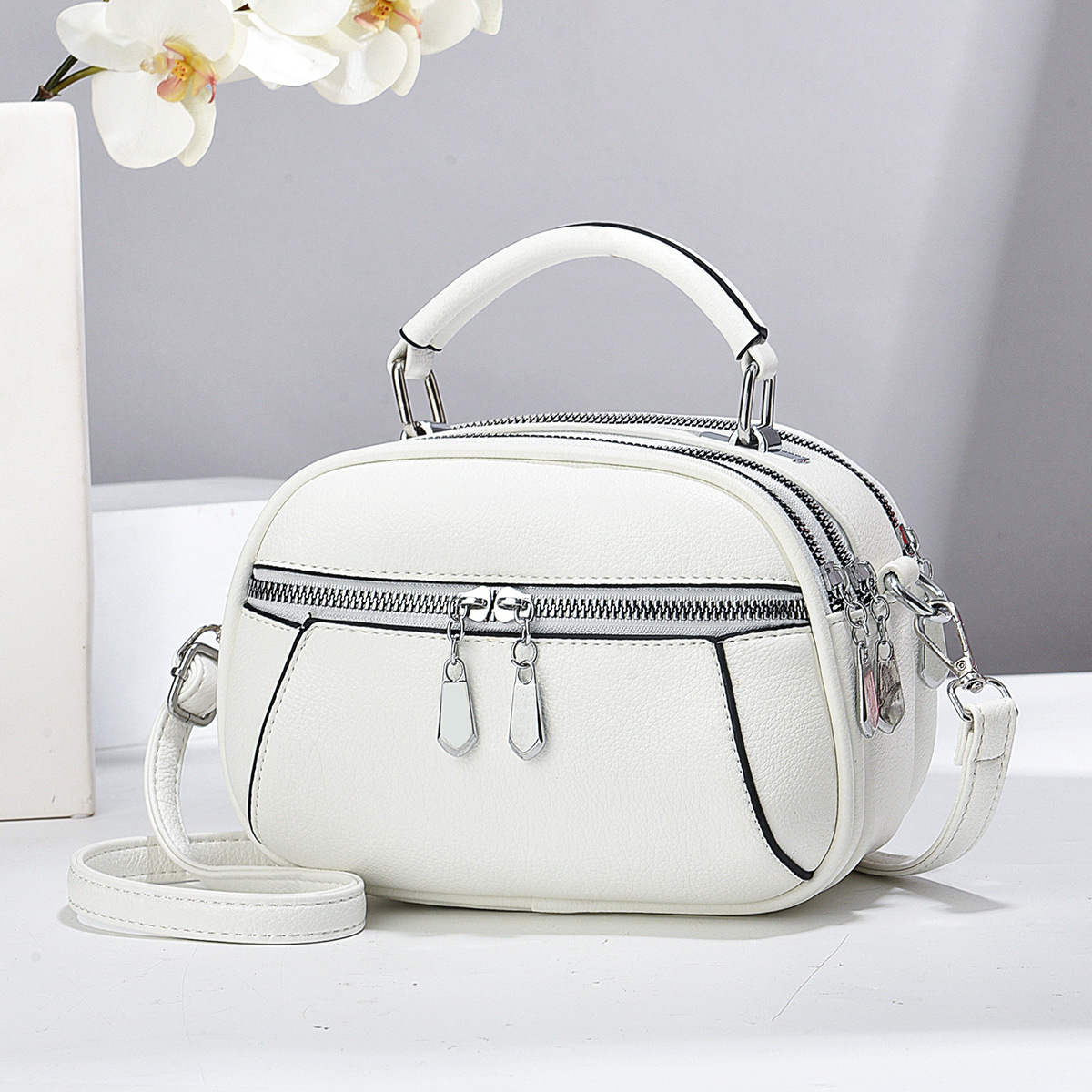 Bolso ruso mini bolso redondo bolso de mano bolso de moda bolso de hombro de mujer simple bolso de mujer