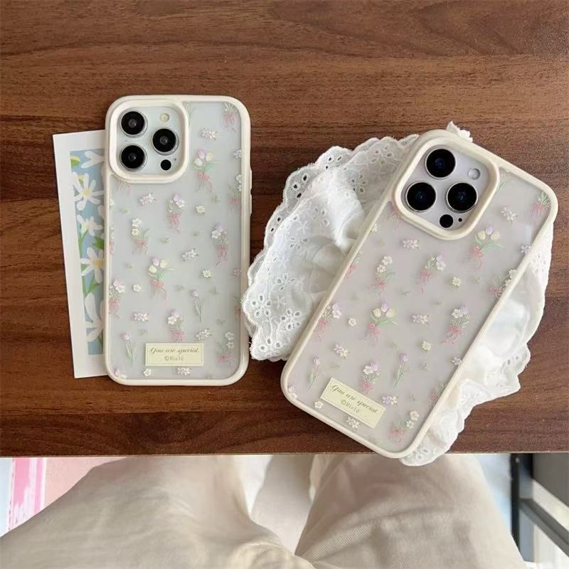 Pequeño tulipán fresco para iPhone16ProMax Girl Heart 14 Apple 15 funda para teléfono móvil 13 nuevo 15PM