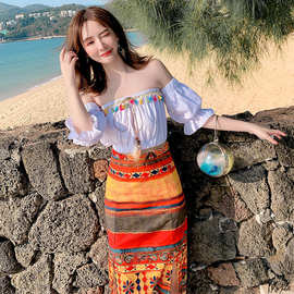 傣族裙子半身孔雀舞传统服饰云南民族女装西双版纳服装拍照裙子连