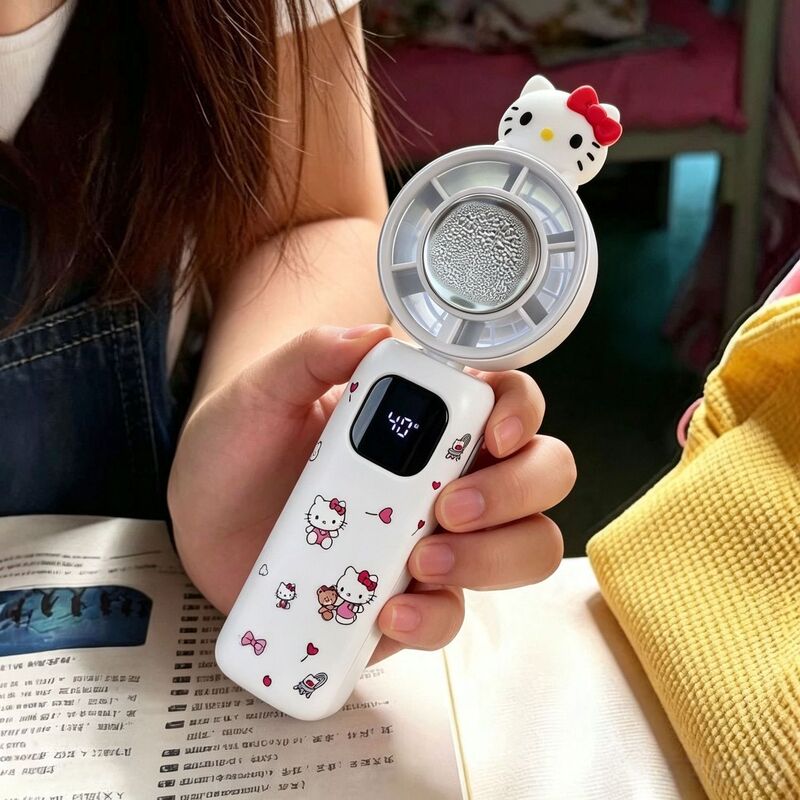 Hellokitty Semiconductor Ice-Cooling High-Speed Mini Fan for Outdoor Use, Portable, Silent, Ice-Cooling, Foldable Handheld Mini Fan