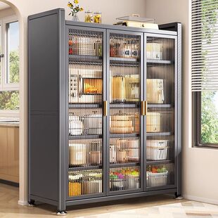Multi-functional Cupboard Storage Cabinet Cabinet Storage Rack with Doors Dustproof Multi-layer Dish Narrow Cabinet Storage Cabinet Grocery Cabinet
