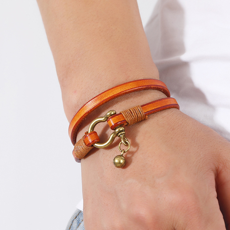 1 Piece Fashion Solid Color Alloy Cowhide Unisex Bracelets