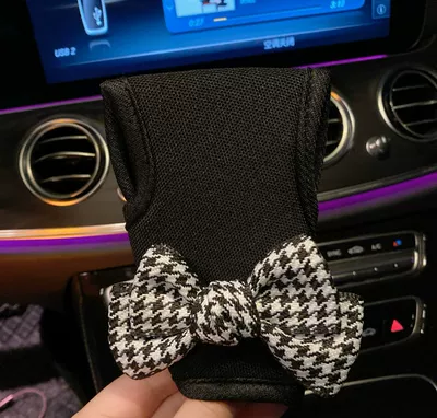 Interior Headrest Neck Pillow Women's – Sürətlər qutusu və əl tormozu başlıqları - houndstooth-black-velvet-gear-style