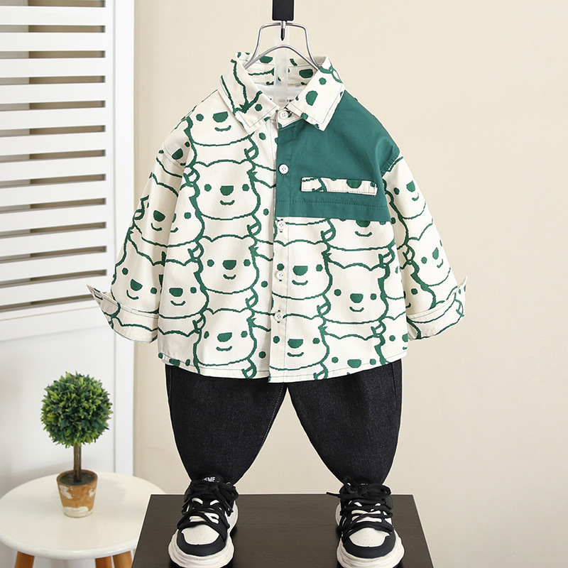 5834 camisa para niños otoño delgado 2025 nuevo niño otoño chaqueta coreana bebé primavera y otoño camisa marea