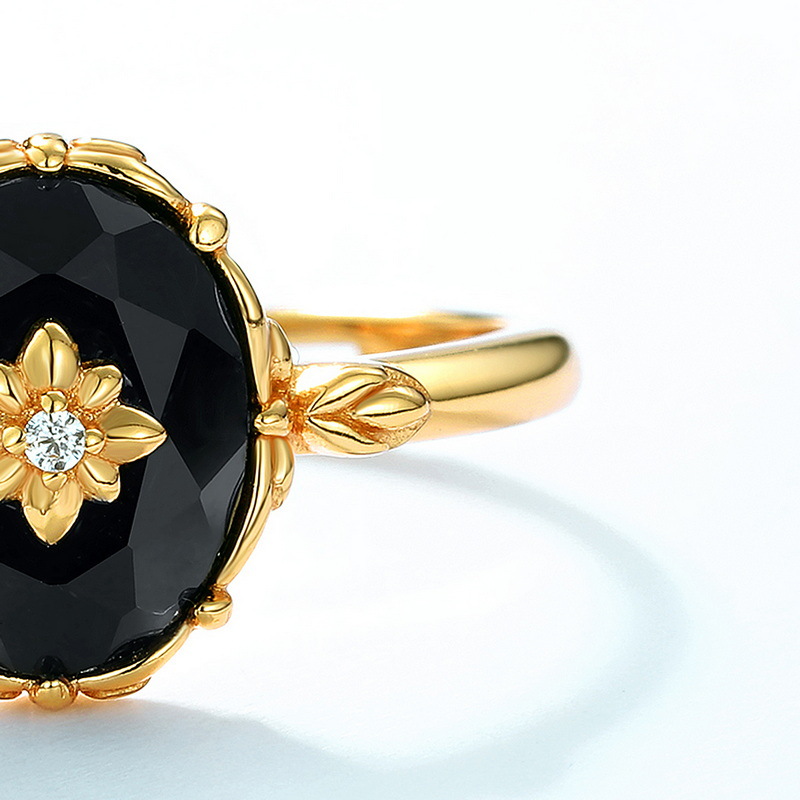 Adjustable Ring Size 1 Piece Quantity Daily Occasion Sterling Silver Material Lady Oval Flower Sterling Silver Plating Inlay Artificial Diamond Agate Women's Open Rings