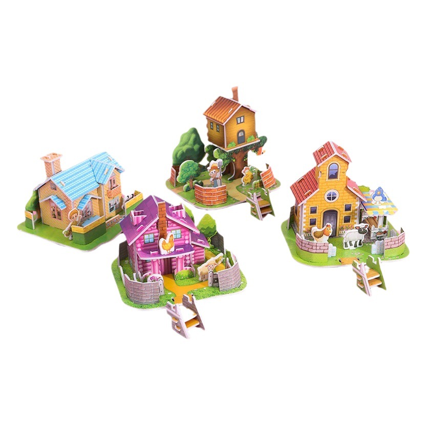 3D Tarjeta de rompecabezas 3D estudiante DIY imagen ensamblada a mano costura de educación temprana para niños puesto de juguete tamaño pequeño imagen de costura