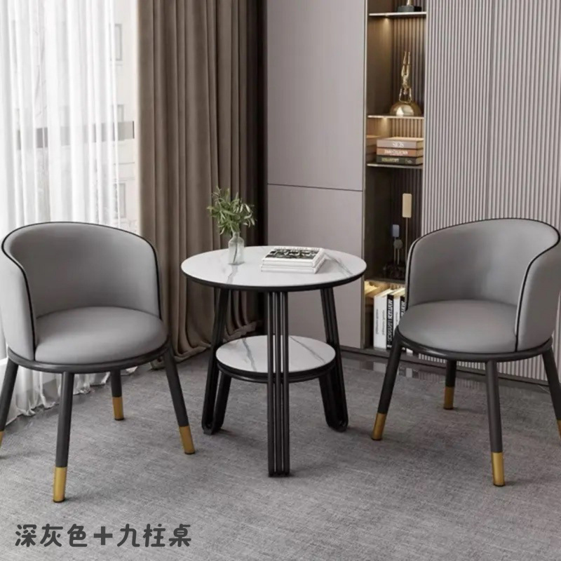 Recepción de negocios de lujo moderno y lujo mezcla de mesa y silla de negociación interior balcón casual café redonda