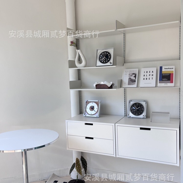 Minimalist Vitsoe track shelf, wall-mounted display rack for living room, floating bookshelf, metal storage rack