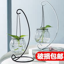 玻璃擺件懸掛客廳插花吊瓶創意花盆透明玻璃花瓶南瓜簡約小清新