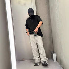 正确版本现货高品质BL家新款涂蜡重工牛仔长裤OS宽松版型男女同款
