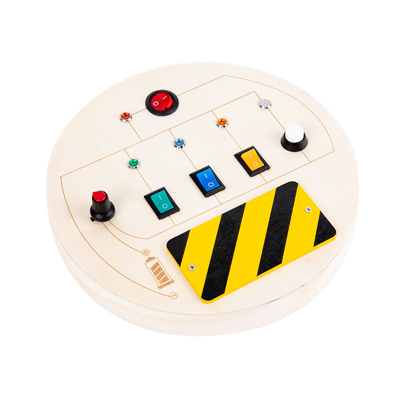 Tablero de circuito de botones de madera para niños transfronterizos tablero ocupado rompecabezas educación temprana ciencia y educación juguete interruptor de encendido tablero ocupado