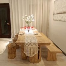 KH实木餐桌椅组合简约吃饭桌子长方形展示桌原木日式饭桌办公泡茶
