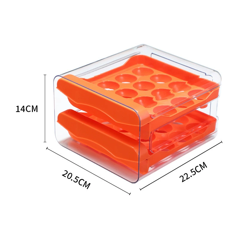 Refrigerator egg storage box PET transparent 32 -layer double -layer drawer -style earthy egg box fresh box kitchen egg box