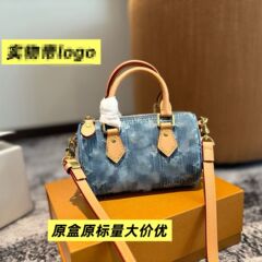 2025 新しいレトロなポータブルボストンバッグ多用途高価値絶妙なデニムショルダークロスボディバッグ枕