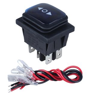 DMWD waterproof rocker switch 20A AC 110V 6-pin 3-position switch with wire switch (lock blue
