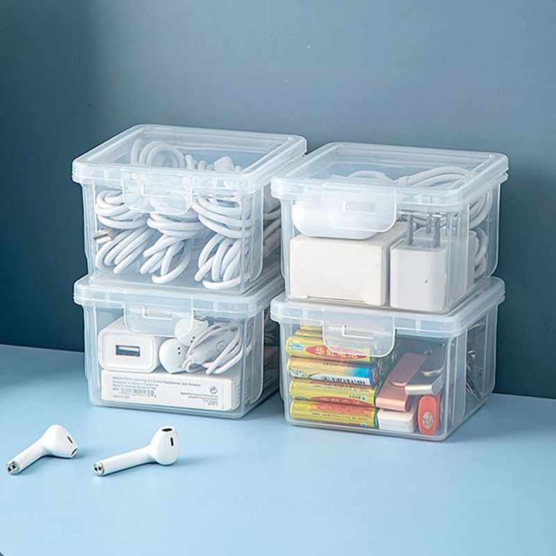 Data Cable Storage Box with Lid Mobile Phone Charger Charging Head U Disk Headset Bag Household Portable Desktop