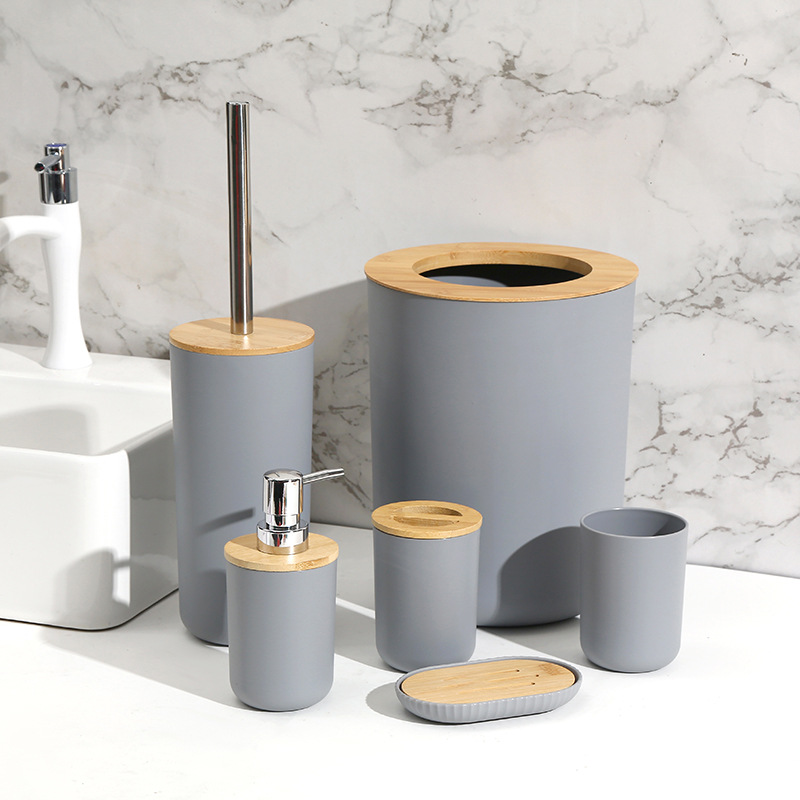 Baños domésticos 7 piezas de almacenamiento herramientas de limpieza artículos de higiene basura inodoro cepillo taza hidráulica caja de jabón al por mayor