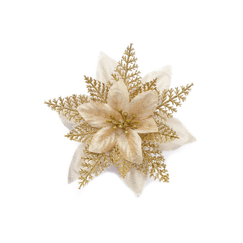 2024 nueva flor de navidad de plástico simulación flor de navidad decoración de árbol de navidad colgante accesorios de guirlanda atmósfera navideña