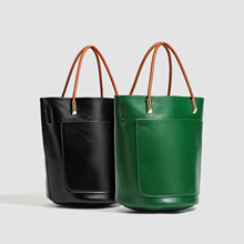 2025新款双色桶型托特包女手柄高级感大容量通勤包百搭单肩手提包