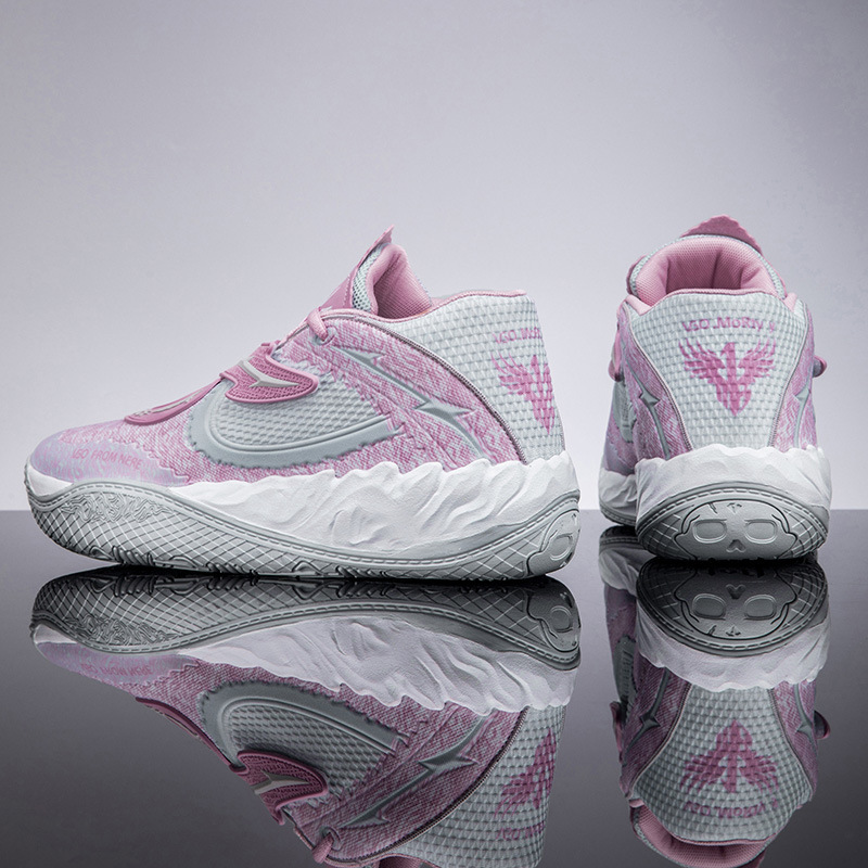 Cross-Border Wholesale Basketball Shoes for Middle School Students, Men's Non-Slip, Wear-Resistant, Shock-Absorbing, Colorful Sports Shoes with Velcro Friction Sound