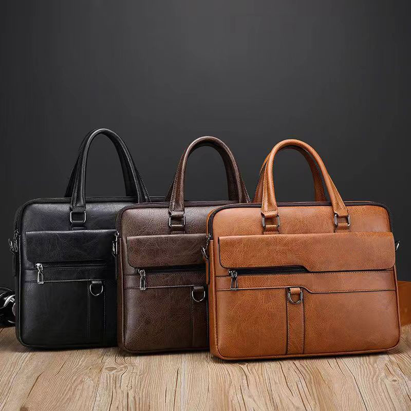 Men's Solid Color Pu Leather Zipper Handbag display picture 1