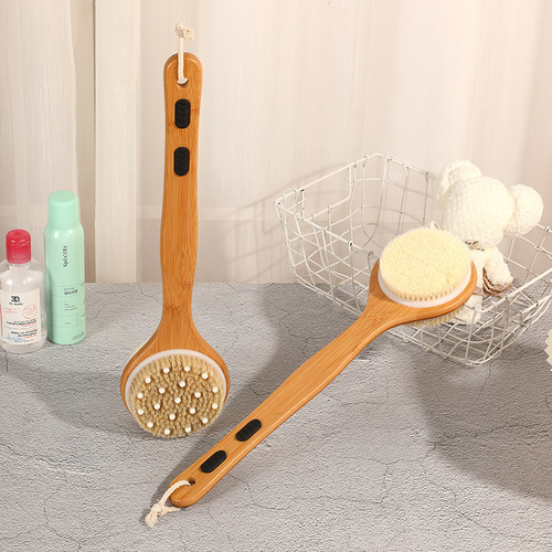 Bath brush, bath artifact, back brush, bath body brush, dry brush, skin brush, soft-bristled long-handled pig bristle brush