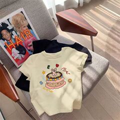 夏の新型半袖tシャツ男女子供子供のユニークなアニメプリント上着百合半袖0070A002
