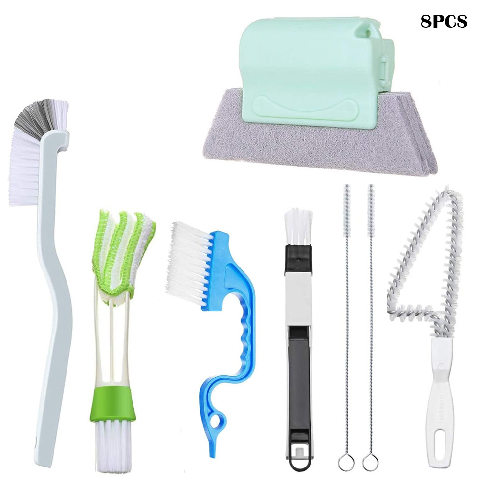 跨境8件套窗户清洁刷套装,窗户百叶窗除尘器,凹间隙清洁工具