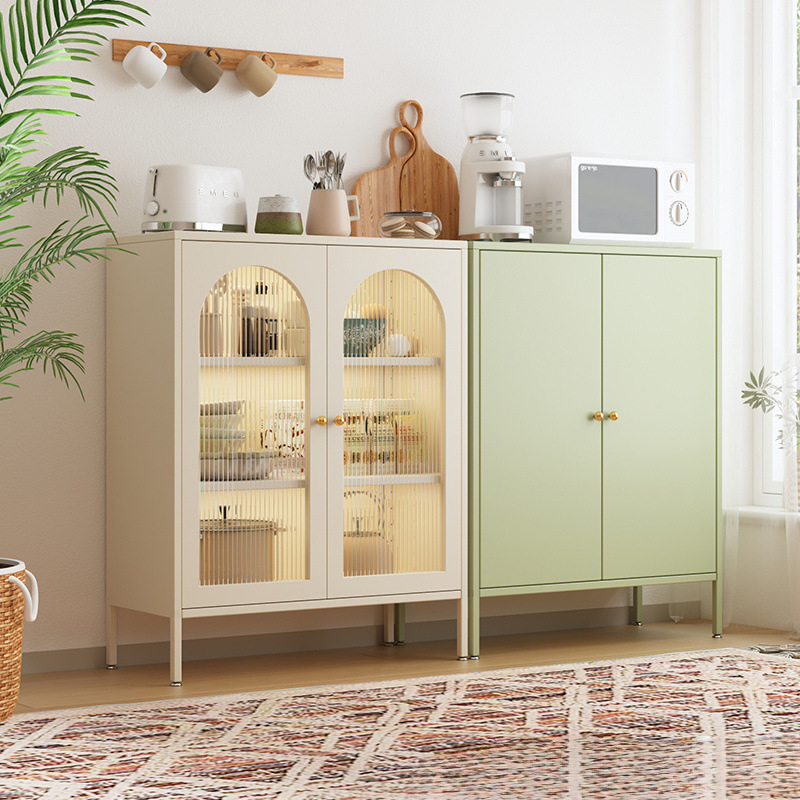 Iron Storage Cabinet Steel Household Floor-Standing Iron Cabinet with Door Dust-Proof Multi-Layer Storage Cabinet Living Room Kitchen Sideboard