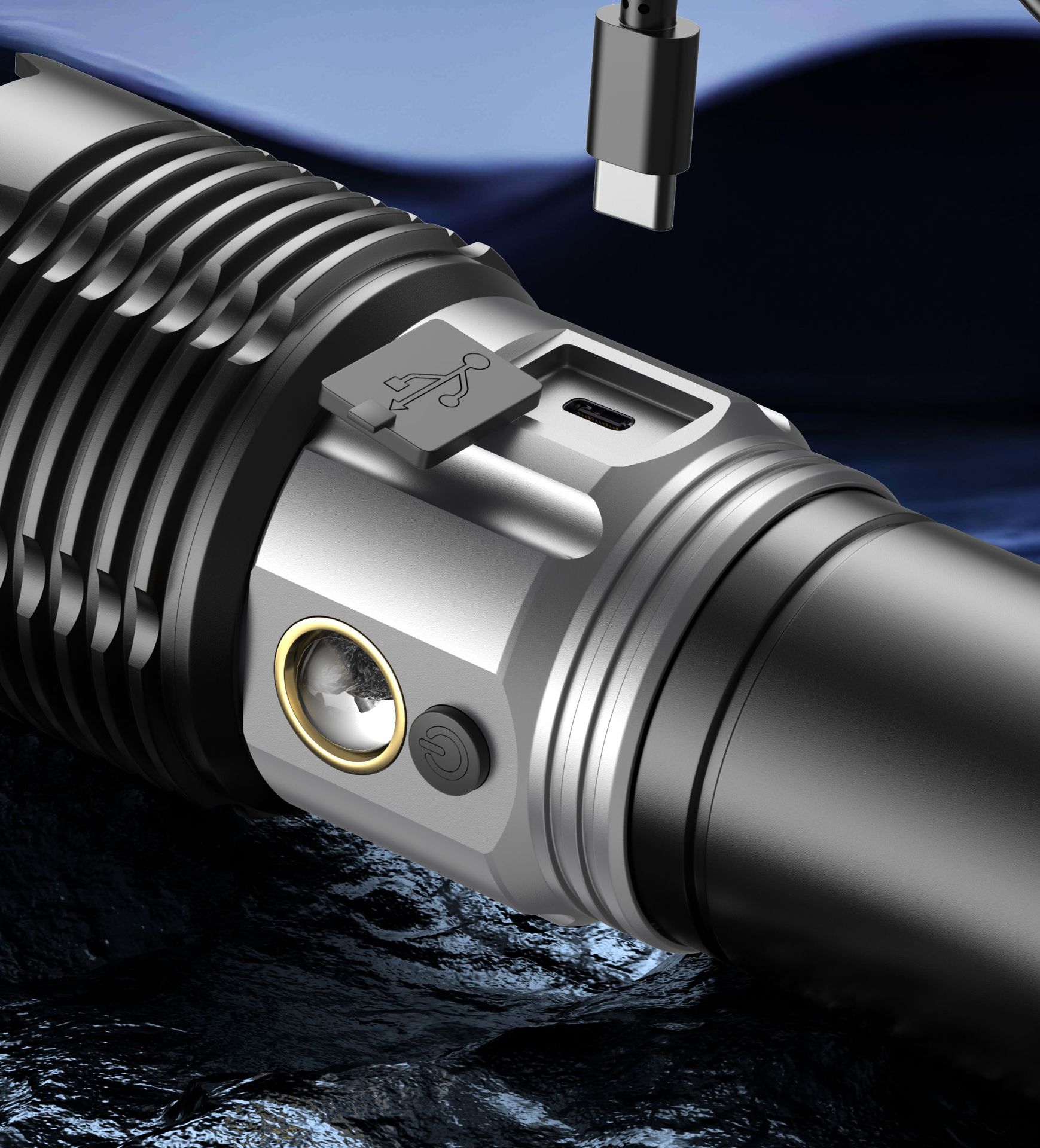 Cross-Border Hot-Selling High-Brightness Flashlight with Multi-Functional Telescopic Fixed-Focus Zoom, Outdoor Aluminum Alloy Emergency Light