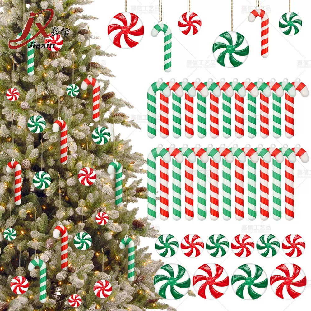 圣诞糖果红白绿白风车糖果吹塑拐杖圣诞树花环吊饰亚马逊套装批发