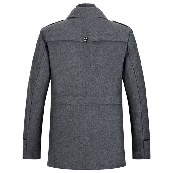 Autumn and Winter Cross-border Woolen Coat Men's Fashion Middle-aged Double Collar Wool Coat Coat European Size Coat Factory