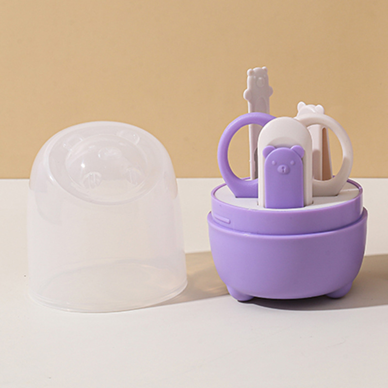 Set de Cortaúñas para Bebé de 4 Piezas de Plástico y Acero Inoxidable, para Cuidado de Bebés