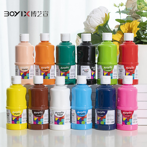 Boyixuan large capacity 250/500ml environmentally friendly indoor and outdoor wall painting professional art hand-painted bottled acrylic paint