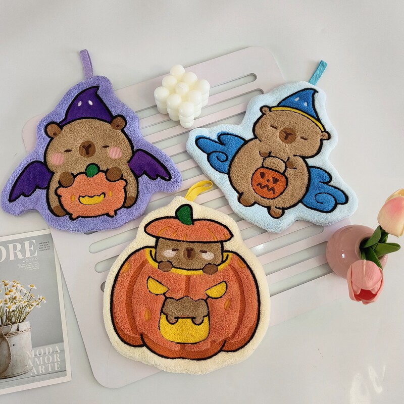 Halloween Cartoon Kidsren's Hand Towel Household Absorbent Hanging Hand Towel Kitchen Bathroom Easter Hanging Towel