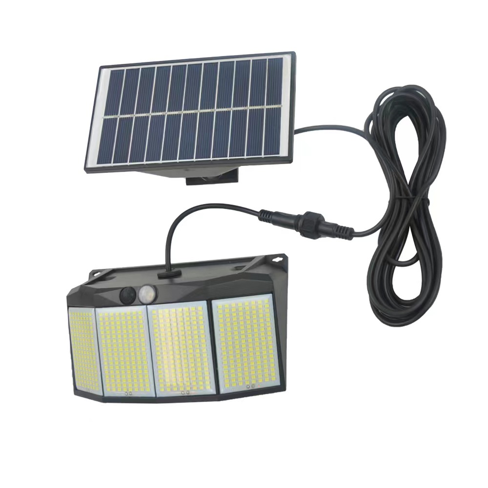 Solar al aire libre impermeable Cuerpo Humano inducción lámpara de pared de cuatro lados luminoso 576led solar lámpara de jardín