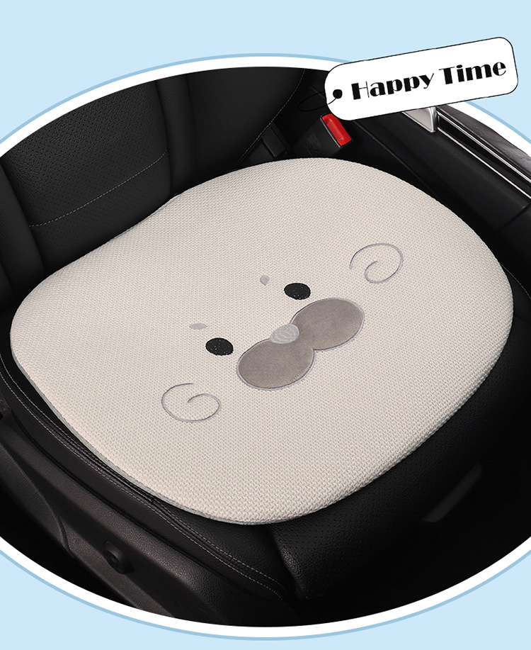 Car Seat Cushion Made of Linen Material with Seal Pattern, Suitable for All Seasons, Available as a Single Piece or a Three-Piece Set, with Optional Car Ventilation Cushion