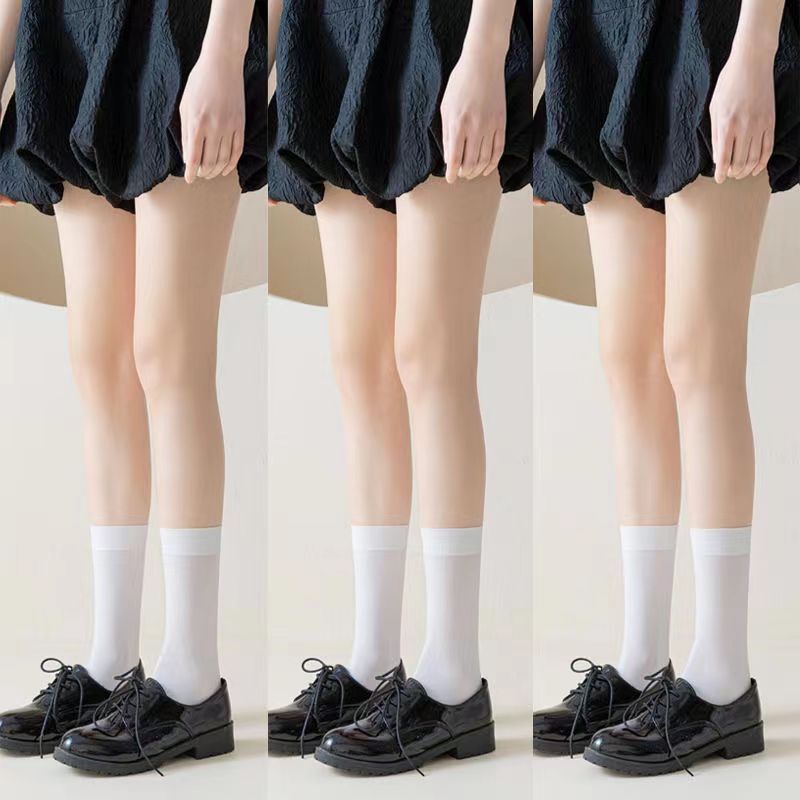 Tres pares envío gratis calcetines de pantorrilla de verano fino negro JK medias de presión flaco sobre la rodilla Calcetines de media pantorrilla