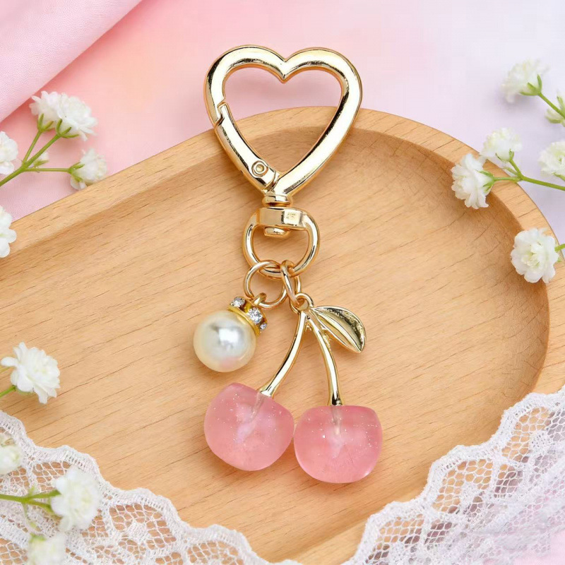 Cross-Border Hot-Selling Item: Fresh and Exquisite Glitter Heart-Shaped Cherry Keychain Fruit Cherry Bag Pendant Cross-Border Hot-Selling Item: Fresh and Exquisite Glitter Heart-Shaped Cherry Keychain Fruit Cherry Bag Pendant