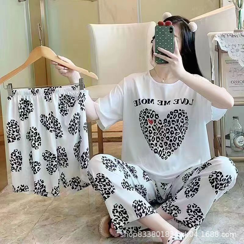 Pijamas transfronterizos de leche de verano pantalones de manga corta tres piezas de dibujos animados lindos ropa de hogar de comercio exterior de labu