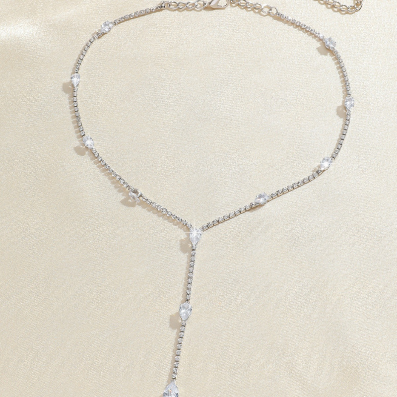 Zirkon glänzende Damen Ohrringe Halskette Hochzeit Brautkleid Zubehör Mode Temperament Schmuck_voghion.com