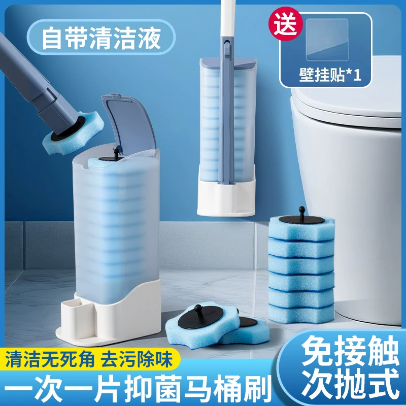 Одноразовая щетка для унитаза без жидкости, поставляется с сменной головкой для моющего средства, одноразовая щетка для унитаза для ванной комнаты.