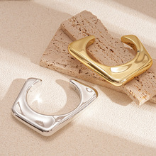 欧美金属感光面不规则几何三角形开口手镯个性小众气质高级手饰女