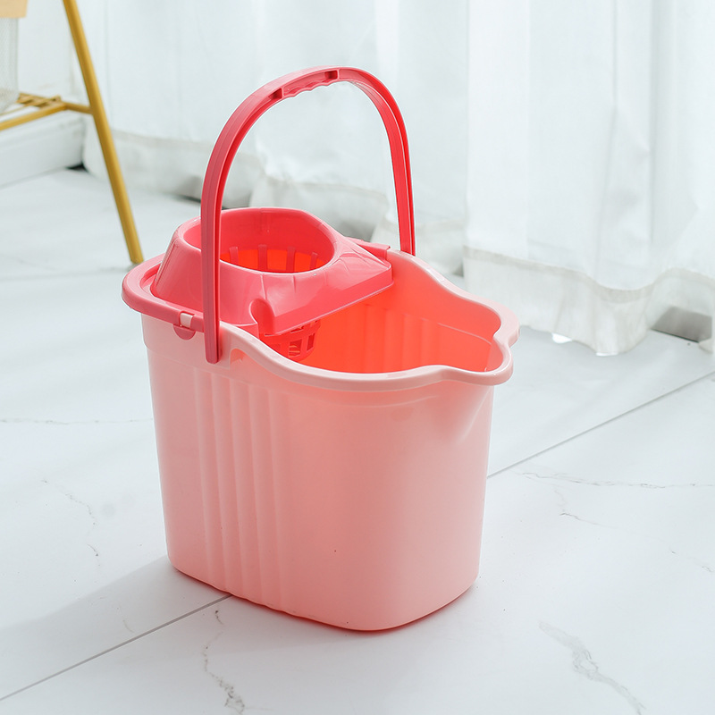 Household Mopping Bucket Plastic Old-fashioned Wheeled Water Mop Single Bucket Manual Squeeze Bucket Floor Mopping Bucket