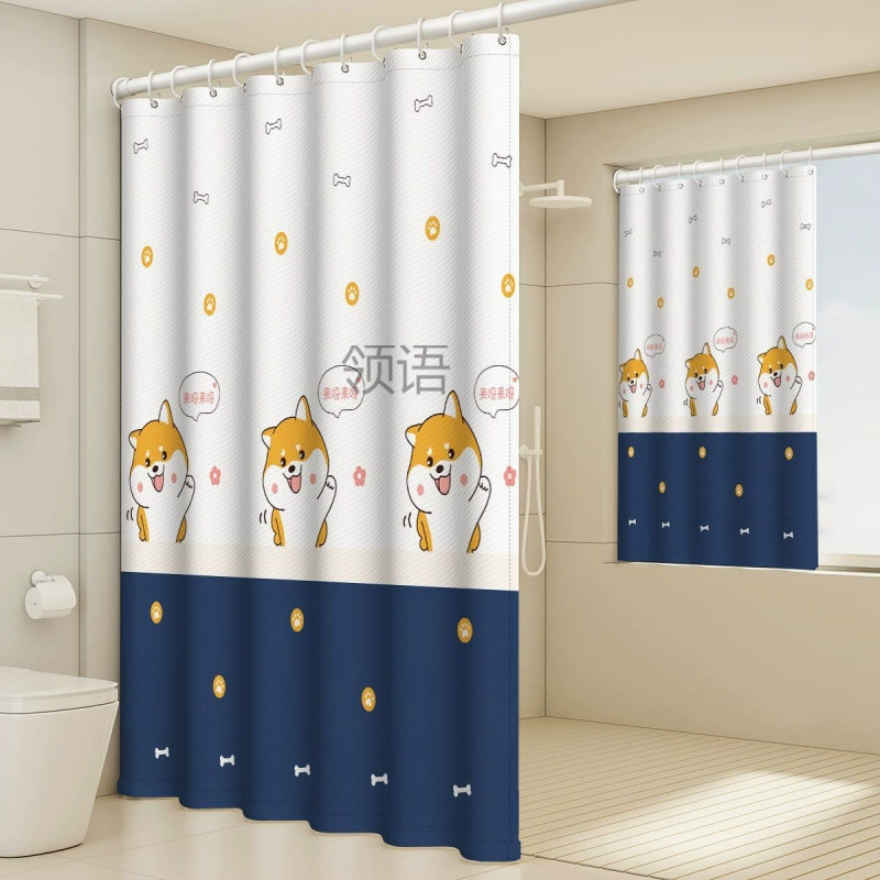 L-yu 3 bathroom shower curtain toilet curtain thickened set partition mildew-proof door curtain waterproof hanging curtain punched curtain wash