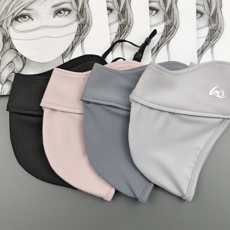 Sun Protection Face Mask, Ice Silk Sun Protection Mask for Women, Uv Protection, Ice Silk Cycling Sunshade, Summer Thin Breathable Fishbone Three-Dimensional